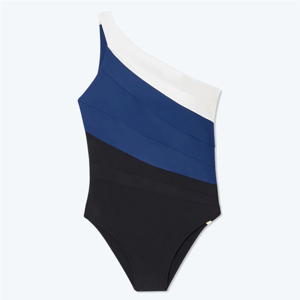 Summersalt One-Shoulder Swim One Piece - Blue, Black, White